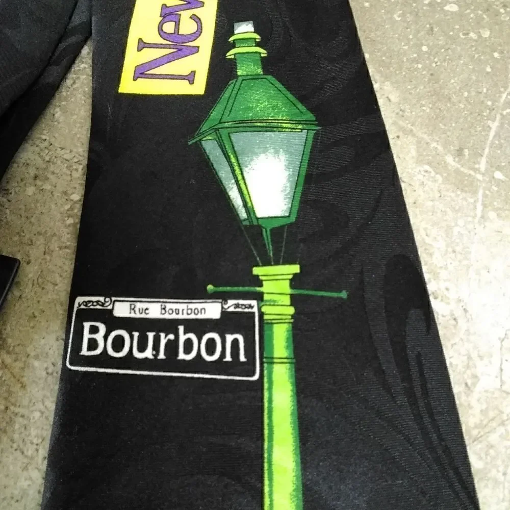 Florence Silk Co men's tie New Orleans/Bourbon St. theme